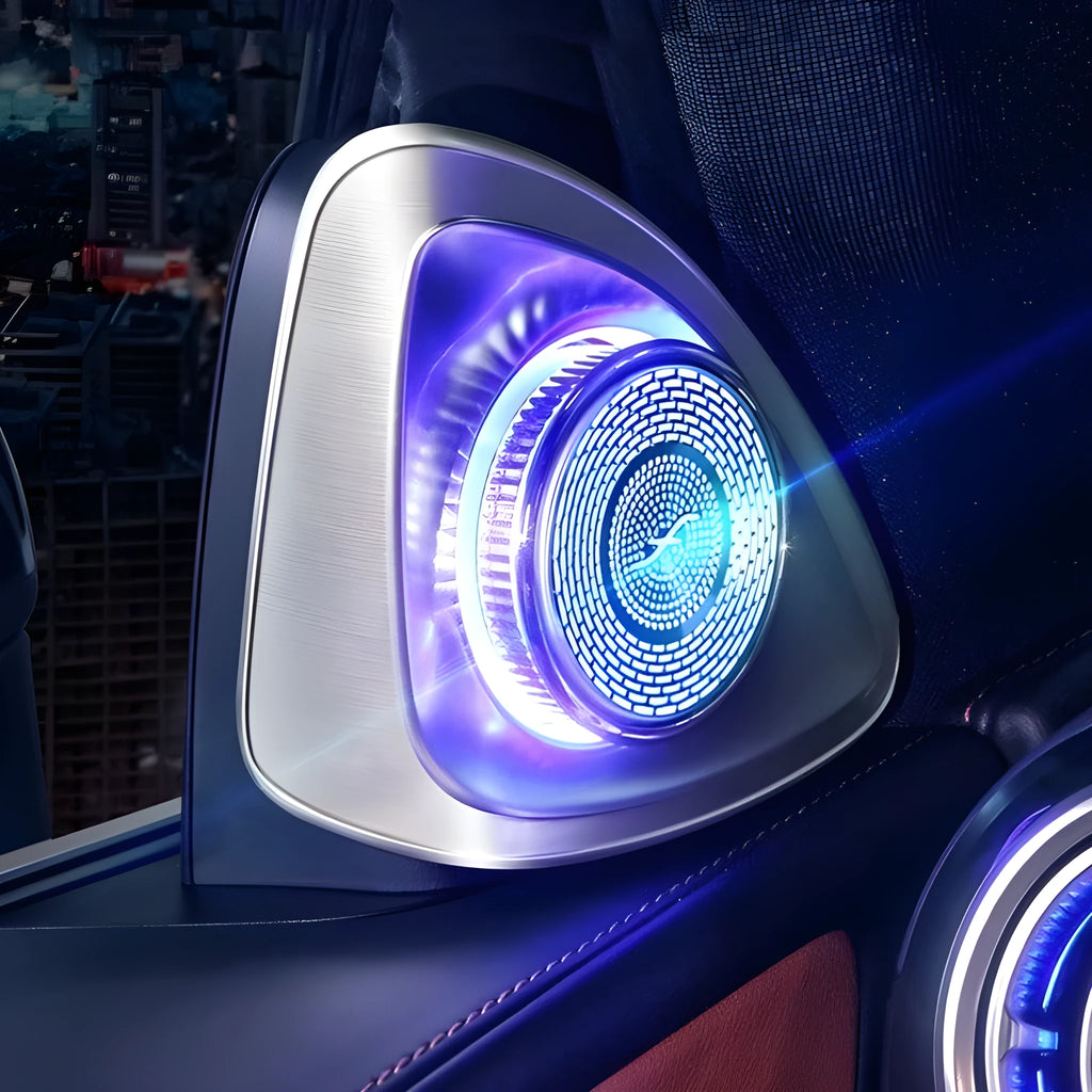 Burmester rotating tweeter speaker for Mercedes-Benz GLC, showing ABS plastic housing.