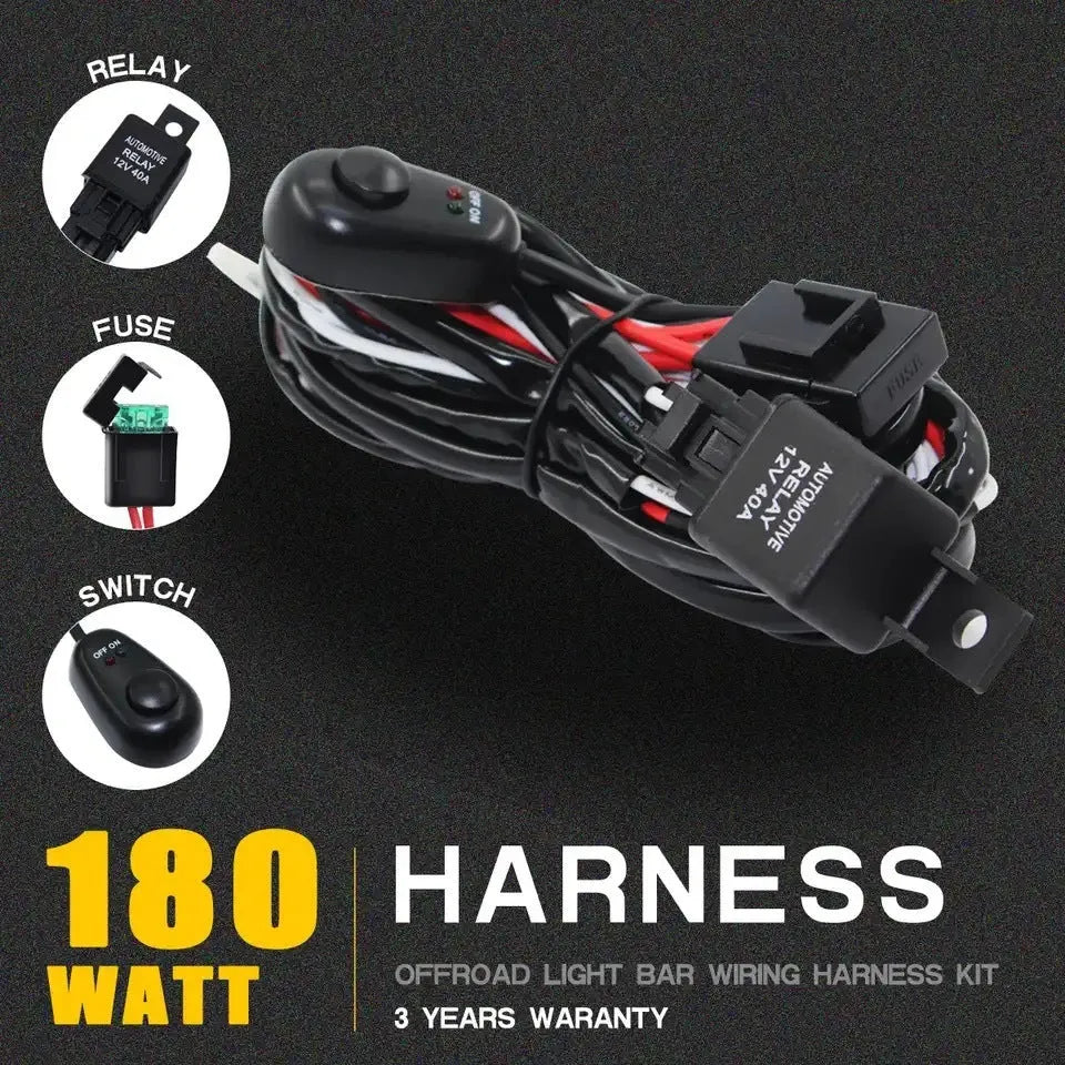 Silicone automotive wiring harness with 2 metre cable for LED roof spotlight installation