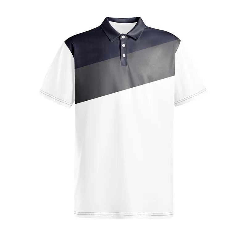 Men's 3D digital printed short sleeve T-shirt in pearl cotton fabric showing colour patterns