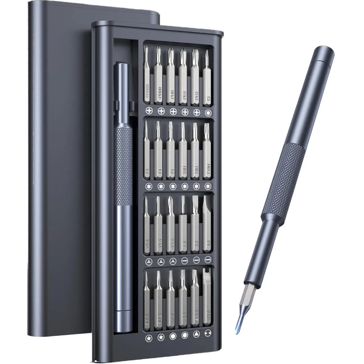 25-in-one magnetic screwdriver set with chrome vanadium steel construction and knurled ABS handle