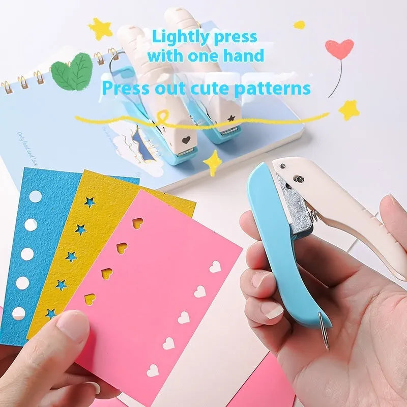 Manual craft punching machine with love, star, 4mm and 6mm round embossed patterns.