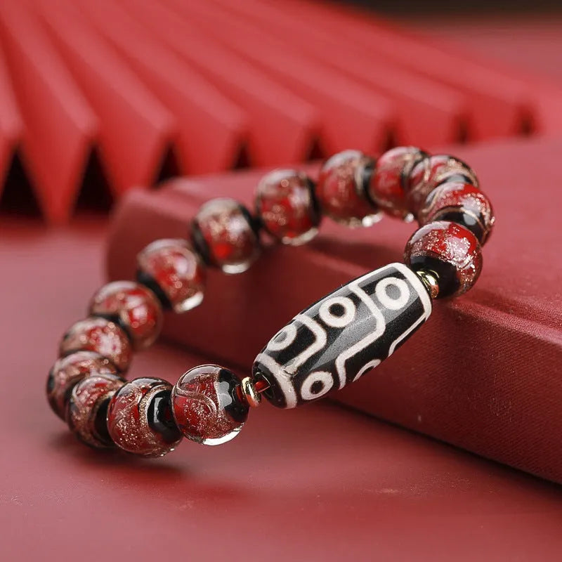 Ancient Chinese style bracelet with colourful coloured glaze beads and snake patterns in 10mm 12mm 14mm sizes