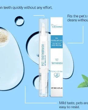 White disposable pet toothbrush pen with 3ml toothpaste for dog and cat dental cleaning