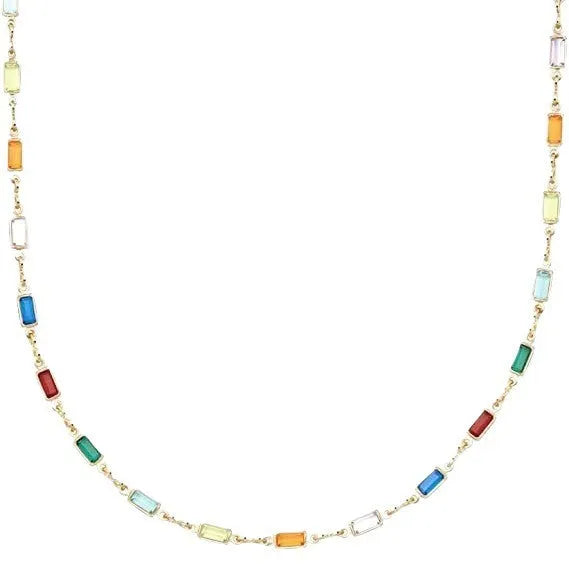 Ladies alloy necklace with a glass geometry pendant on a 41-50cm chain, cold wind style.