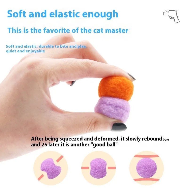 30cm pet toy launch gun with soft plush yarn balls for interactive play with cats and dogs