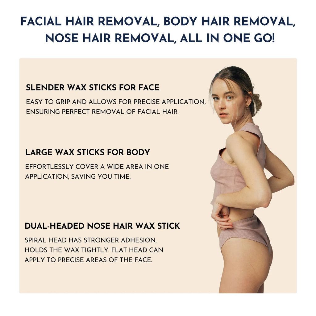 Waxing kit with warmer, beads, sticks and lotion for home hair removal