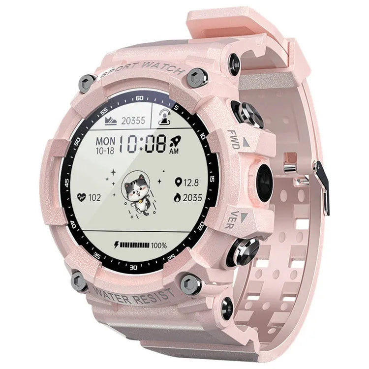ATTACK 3 black smart sports watch with round screen on a wrist showing heart rate data