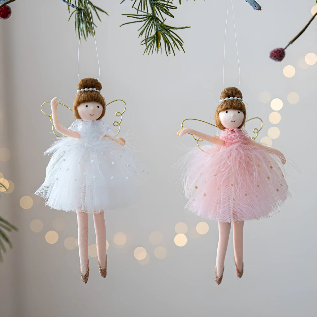 Pink and white cloth ballet girl angel doll plush pendant ornament