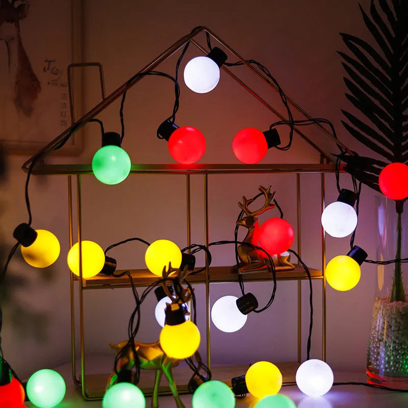 10 metre black wire solar decorative lights with 40 lamps in warm white and transparent ball colour options