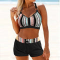 Women's two-piece polyester swimsuit bikini set available in multiple sizes and print colours