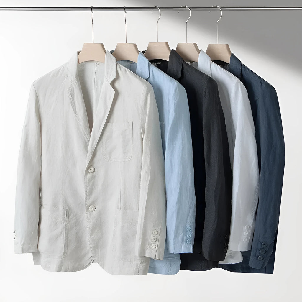 Men's linen casual blazer in loose fit with long sleeves for four seasons wear