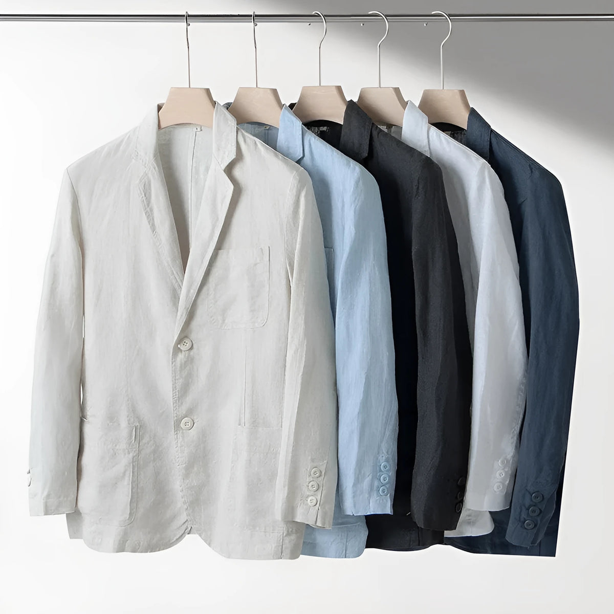 Men's linen casual blazer in loose fit with long sleeves for four seasons wear