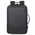 Black or grey waterproof Oxford cloth backpack for men with 20-35L capacity and curved shoulder strap.