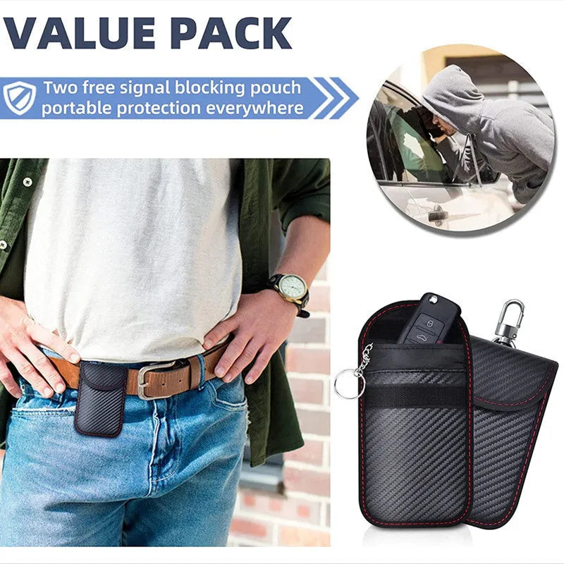 Carbon fibre design RFID shielding box and two key cases with nano protection lining