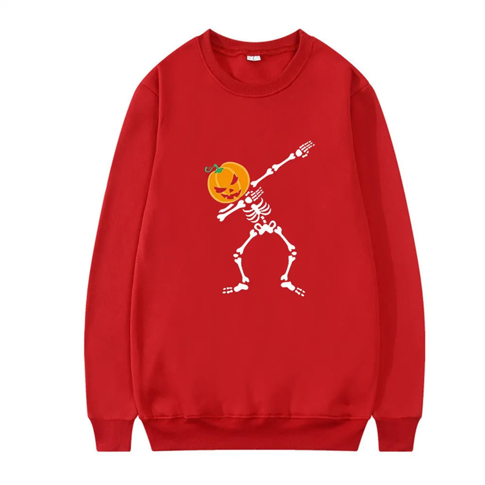 Women's long sleeve printed crew neck leisure top in multiple colours on a hanger.
