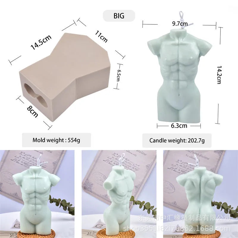 Geometric silicone mould for body candles with small 10cm and large 14cm sections