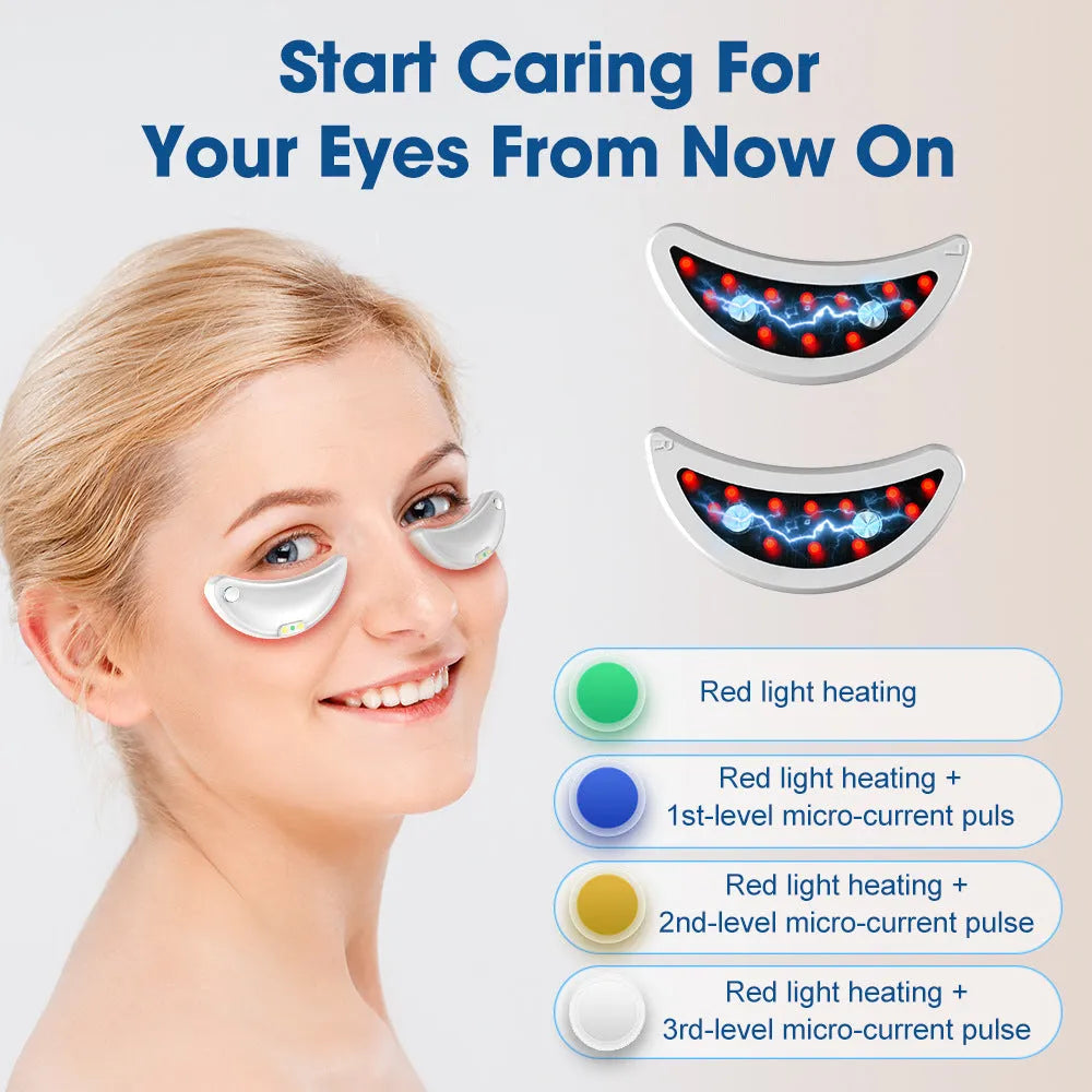 White red light EMS wireless eye and facial massager device for home beauty care