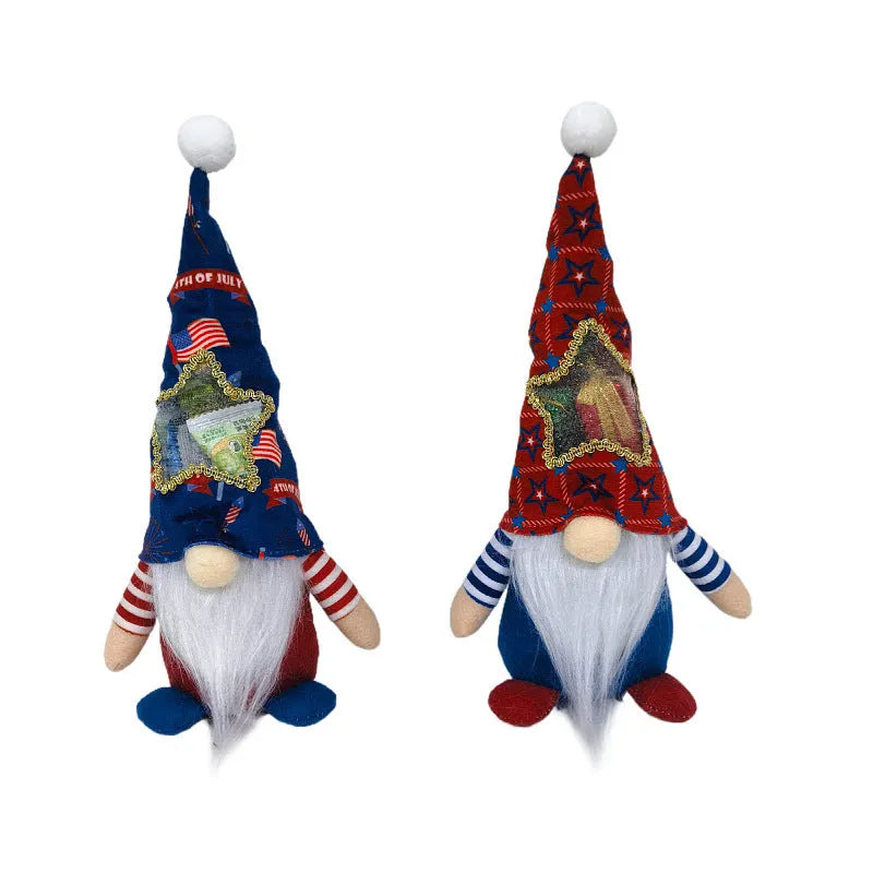Two faceless baby doll Rudolf Christmas ornaments in cloth and polyester, each measuring 32cm tall.