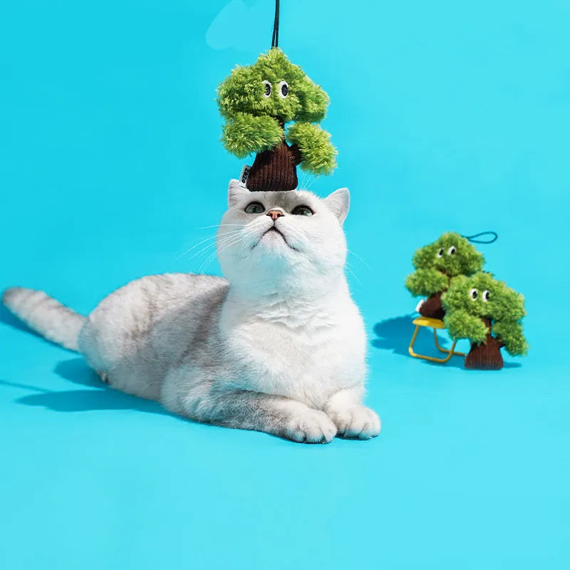 Pine tree-shaped cat toy with textured surface for grinding and biting, available in three sizes