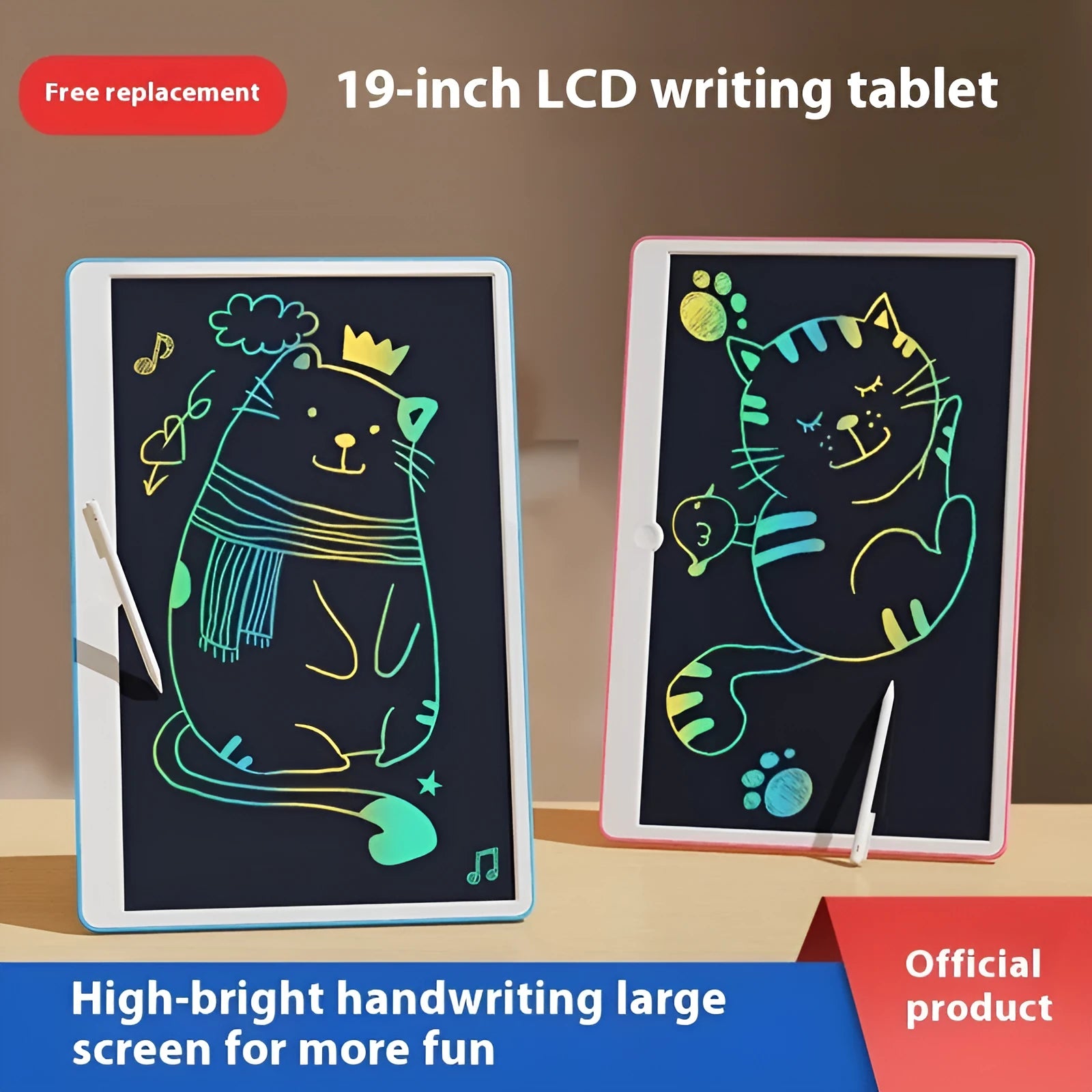 19-inch LCD writing tablet drawing board with stylus pen in blue and white colour option