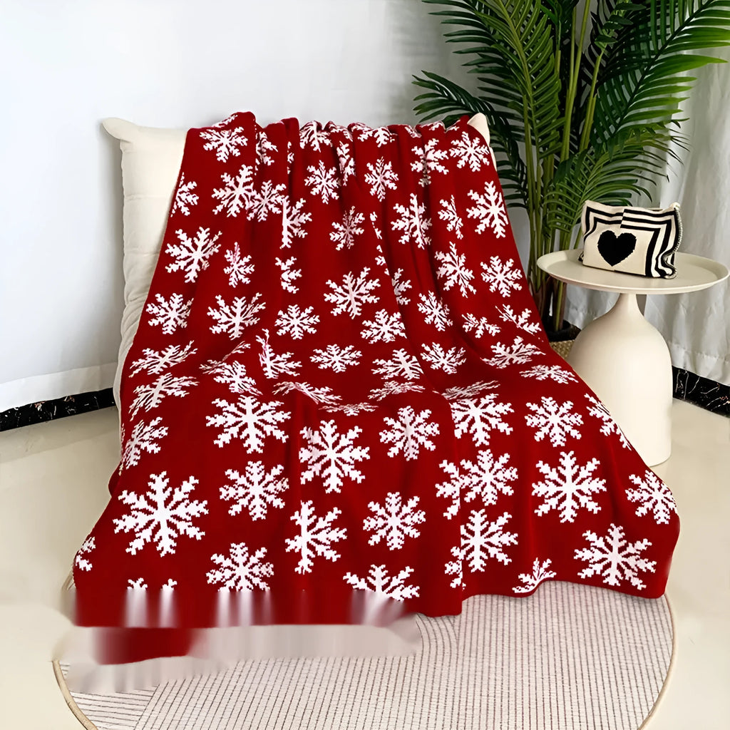 Personalised acrylic Christmas blanket with snowflake or reindeer pattern, shown in two size options.
