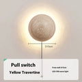 Simple vintage semicircle wall lamp with yellow cave stone shade and iron body, 15cm size