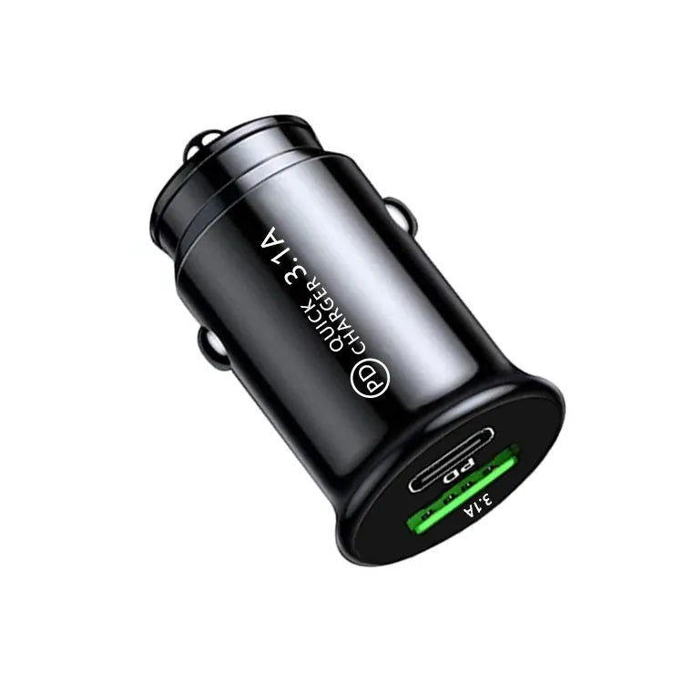 Dual USB port car charger converter with black bare metal finish for vehicle cigarette lighter socket