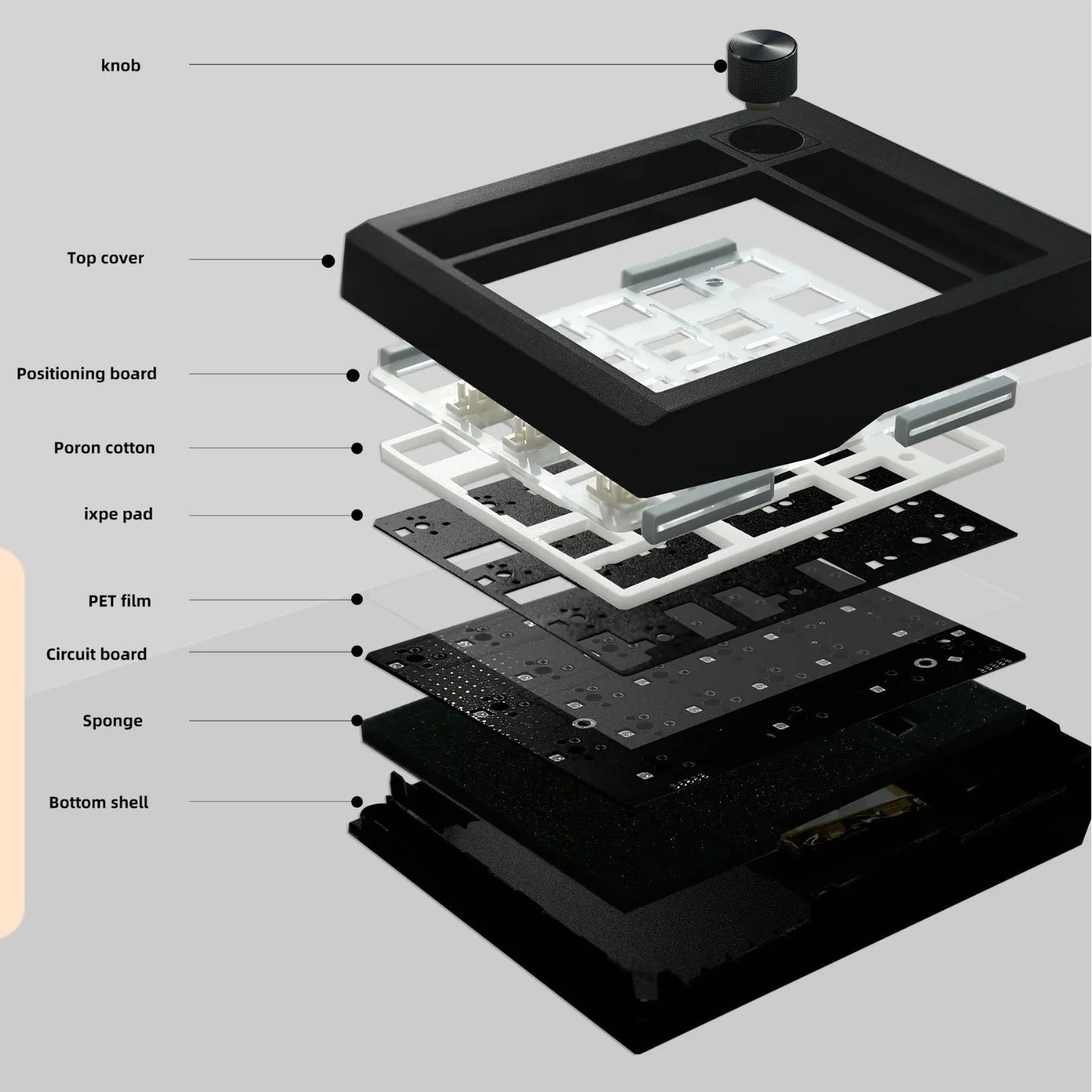 Wireless mechanical keyboard with numeric keypad in black colour showing three connection modes
