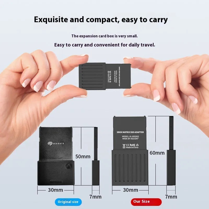 Xbox Series X/S host hard disk switching box with aluminium alloy housing measuring 30x60x7mm