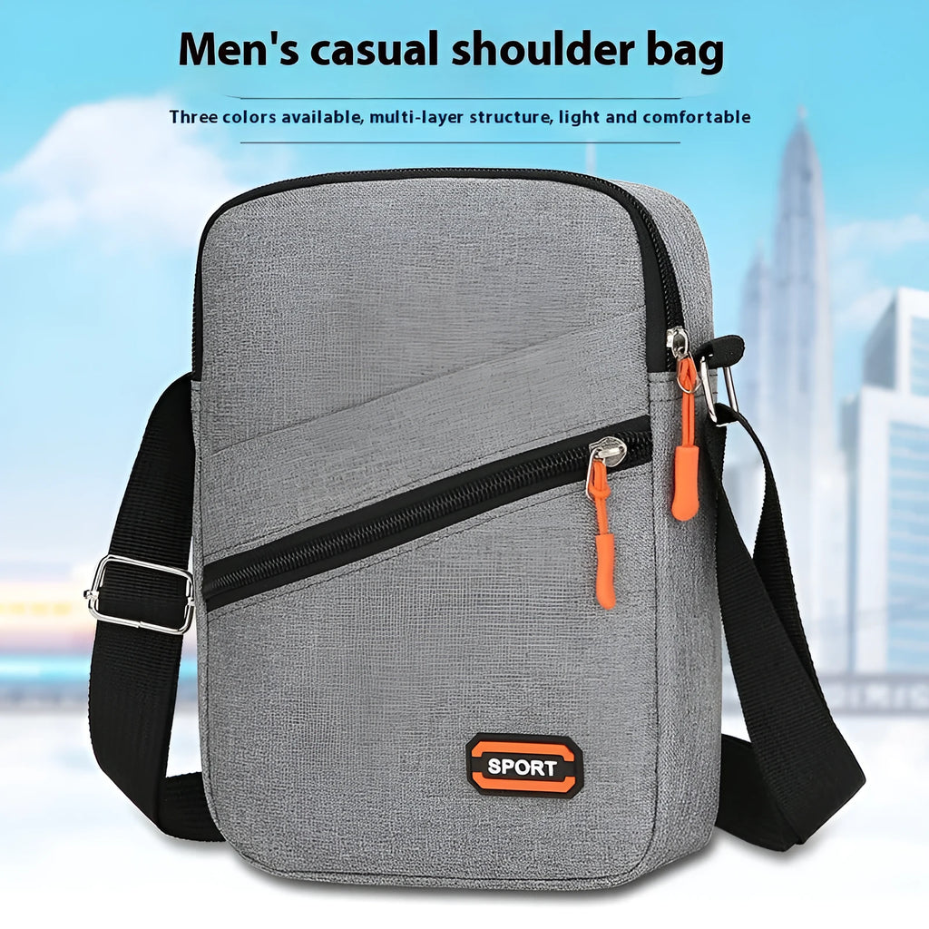 Oxford cloth crossbody commuter bag in solid colour with contrast design