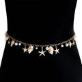 Women's summer beach waist chain and matching bracelet set with star-shaped alloy details