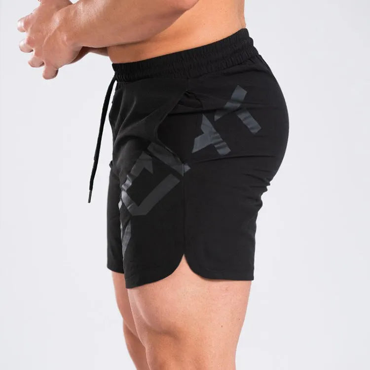 Men's black quick-dry running shorts with knee-length design for summer sports