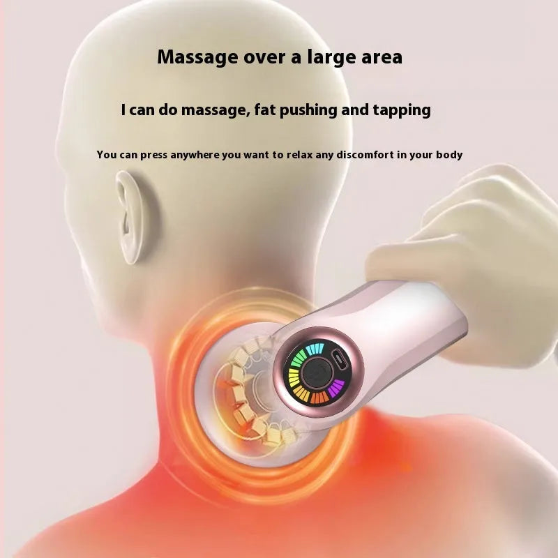 A handheld USB electric massager in black, pink or white for neck, back and leg tension.
