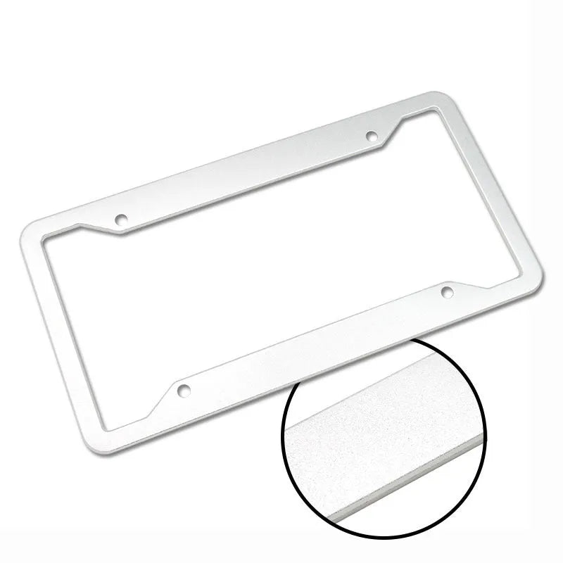 Aluminium alloy stainless steel licence plate frame in black finish showing dimensions