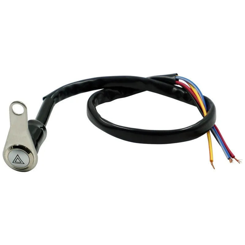 Black motorcycle modification switch with metal button and light ring for double flashing