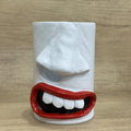 Resin tissue box cover ornament with funny tissue paper holder design measuring 8.5cm wide by 14.6cm high