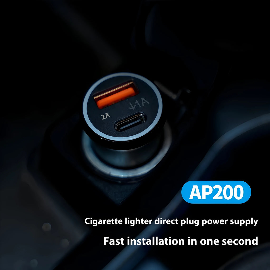 Black GPS car locator device with cigarette lighter plug for vehicle tracking