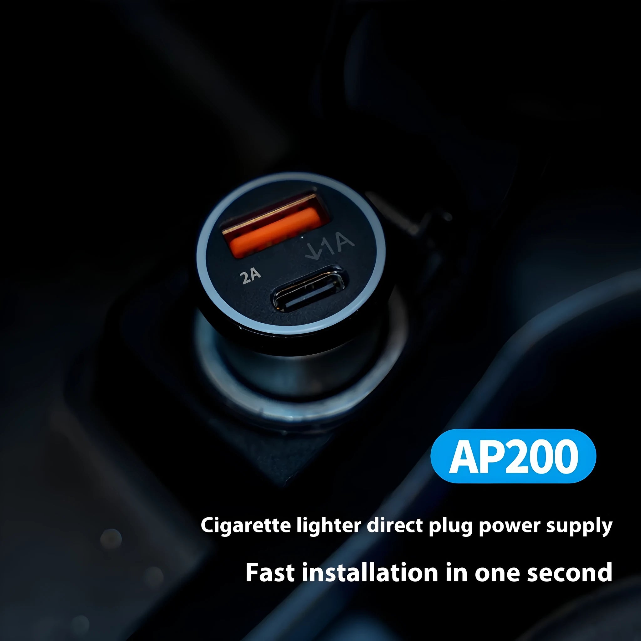 Black GPS car locator device with cigarette lighter plug for vehicle tracking