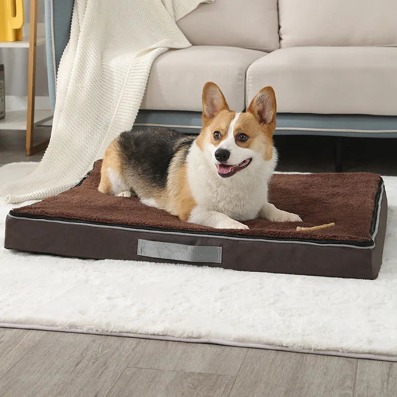 Removable cover memory sponge dog mat in brown colour showing size options
