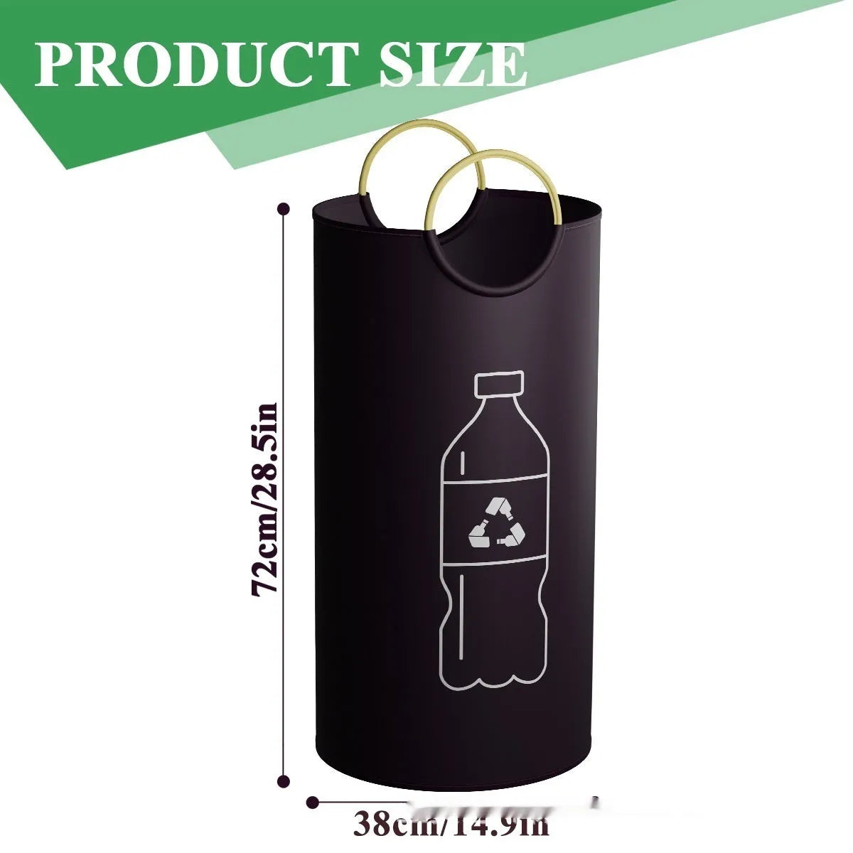 Portable round plastic trash can 38cm wide 72cm tall with removable garbage bag