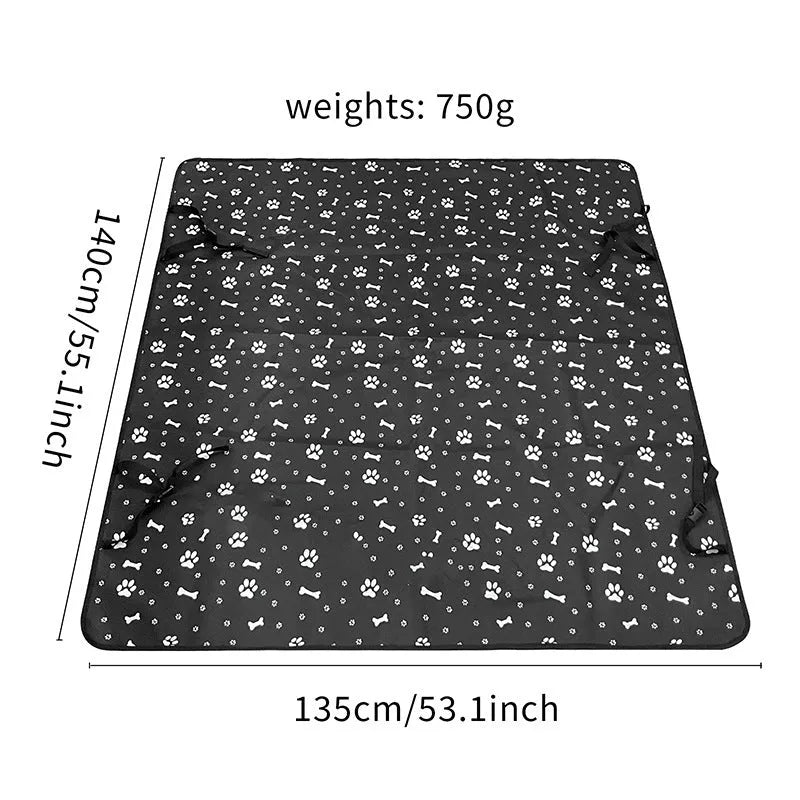 Waterproof cloth car pet mat for rear seats with dog footprint pattern