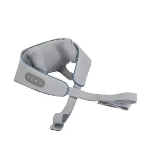Milky white rechargeable shoulder and neck massager with infrared physiotherapy function