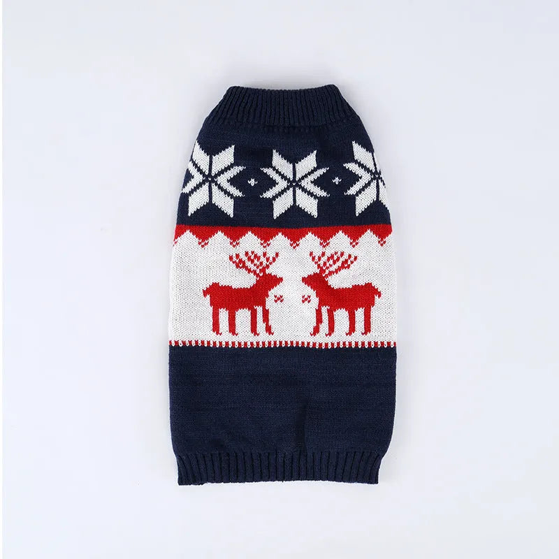 Navy blue knitted Christmas sweater for dogs with European and American styling