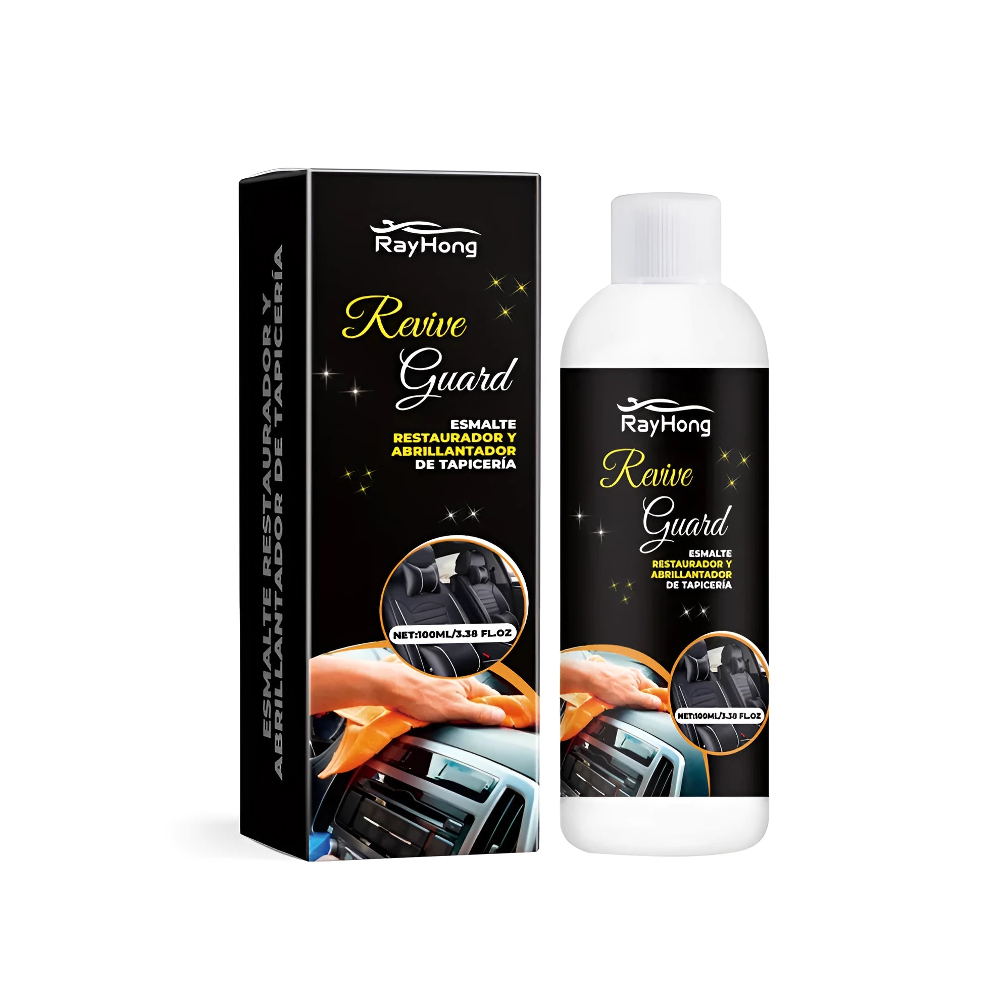 Box of car interior polish measuring 3.8 by 12.3 centimetres