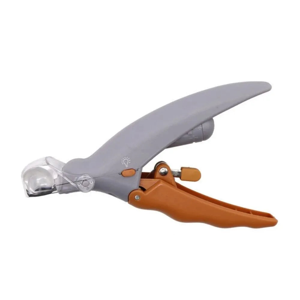 Yellow LED light pet nail clippers with magnifying glass for cat and small dog grooming