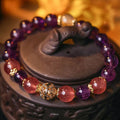 Women's citrine lucky bracelet with artificial crystal and electroplated gold finish in retro design