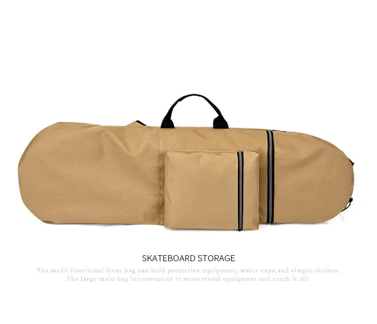 Waterproof nylon skate bag for yoga and outdoor sports gear in black, showing 20-35 litre capacity.