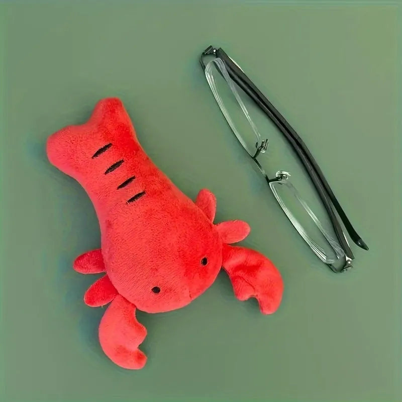 Red lobster plush dog toy with squeaker for small and medium dogs