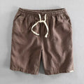 Ramie fabric casual shorts in loose-fitting straight leg style for beach and summer wear