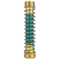 Brass garden hose connector with spiral spring to prevent kinks, showing 3/4 inch threaded ends